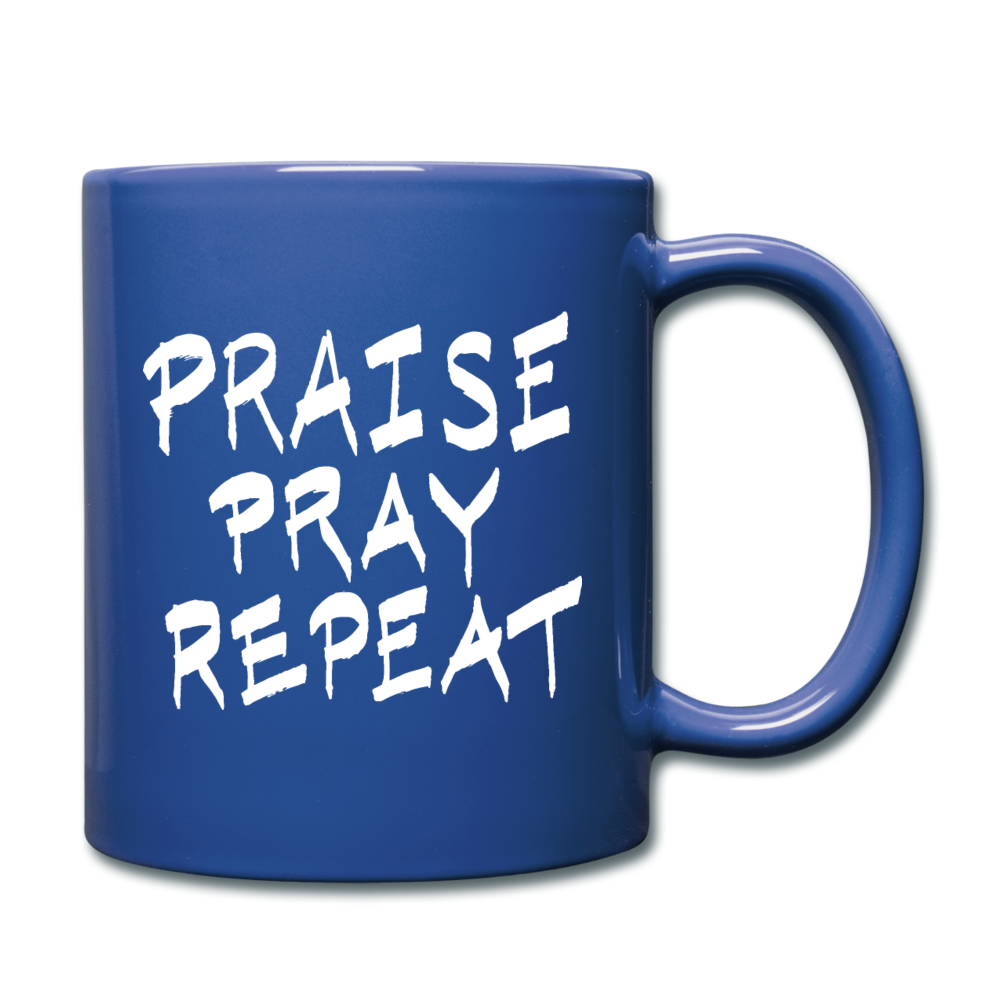Praise Pray Repeat Mug Blue - royal blue