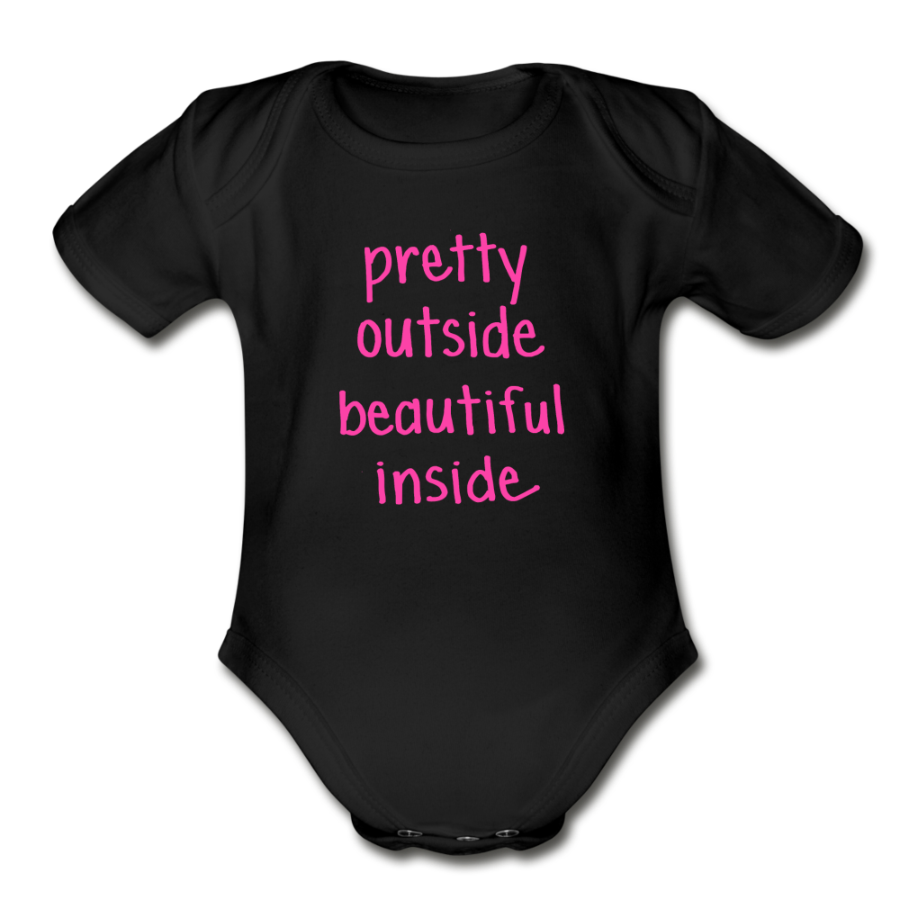 Beautiful Inside Organic Short Sleeve Baby Bodysuit - black