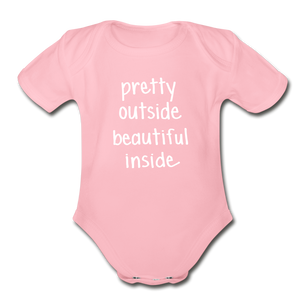 Beautiful Inside Organic Short Sleeve Baby Bodysuit - light pink