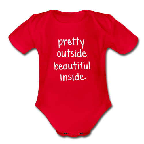 Beautiful Inside Organic Short Sleeve Baby Bodysuit - red