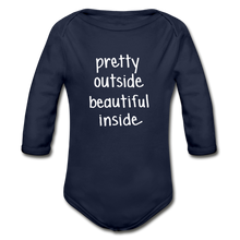 Load image into Gallery viewer, Beautiful Inside Organic Long Sleeve Baby Bodysuit - dark navy
