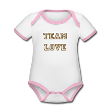 Load image into Gallery viewer, TEAM LOVE Customizable Organic Short Sleeve Baby Bodysuit - white/pink
