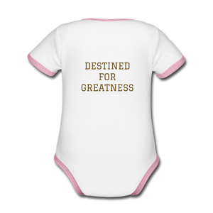 TEAM LOVE Customizable Organic Short Sleeve Baby Bodysuit - white/pink
